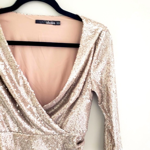 Lulus Dancing Fountain Gold Sequin Dress XS - Picture 3 of 5